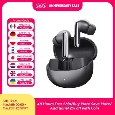 QCY MeloBuds Pro ANC Bluetooth 5.3 이어폰 무선 46dB 하이브리드 ANC 고해상도 LDAC 이어 버드 6 마이크 헤드폰 34H 이어폰 감지